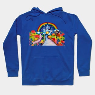 Castle Fantasy Floral Rainbow Landscape Hoodie